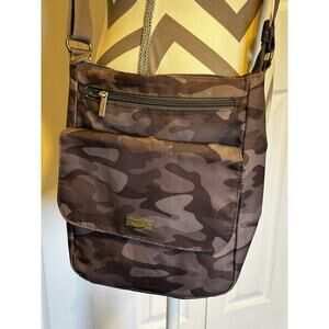 Baggallini Purse Bag Adjustable Grey Camo Crossbody Shoulder Nylon Washable